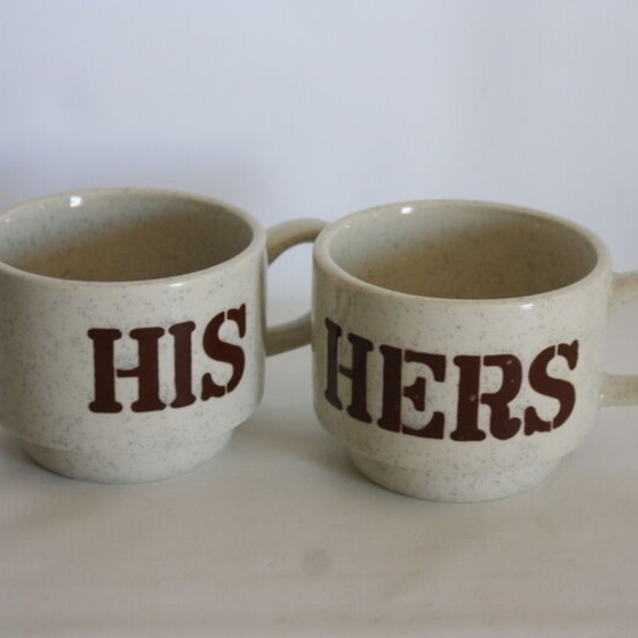Vintage His and Hers Retro Stackable Coffee Mugs - Picture 2 of 4